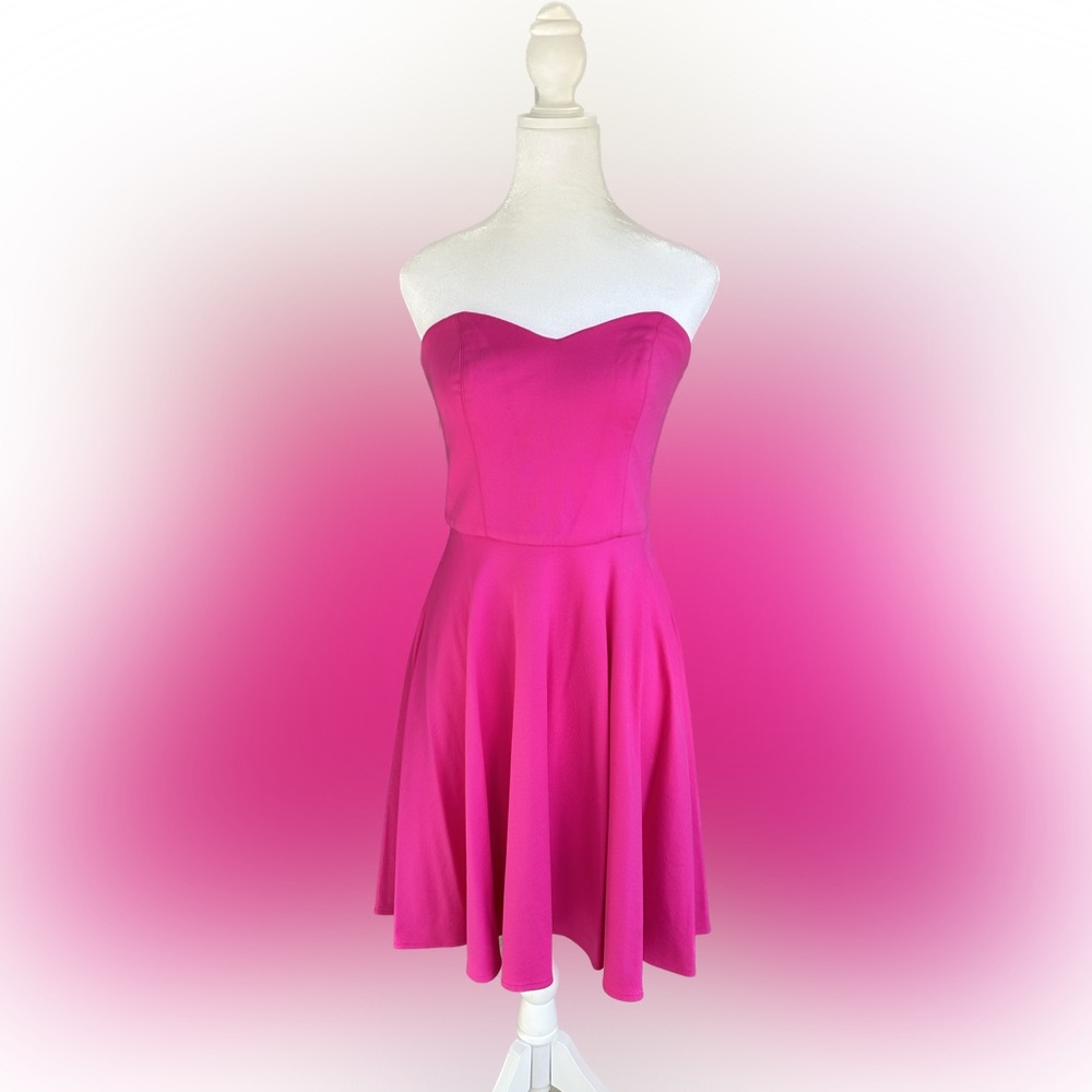 Amanda Uprichard hot pink strapless mini dress. Like new!